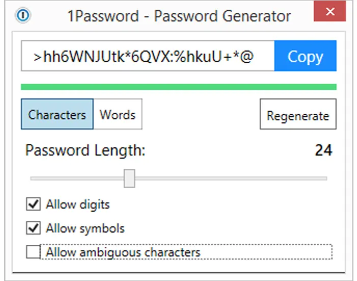 1password генерировать пароль